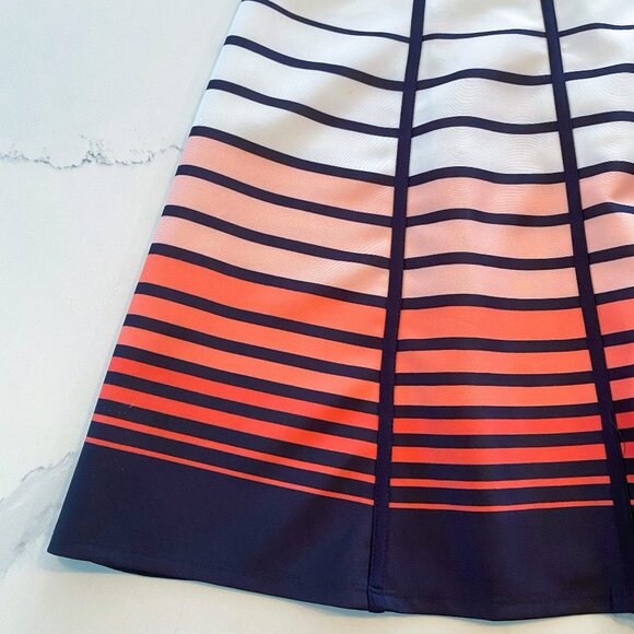 No tag - Geometric, Sleeveless, White/Navy/Pink, Midi, Dress - Size 10 - Picture 4 of 6